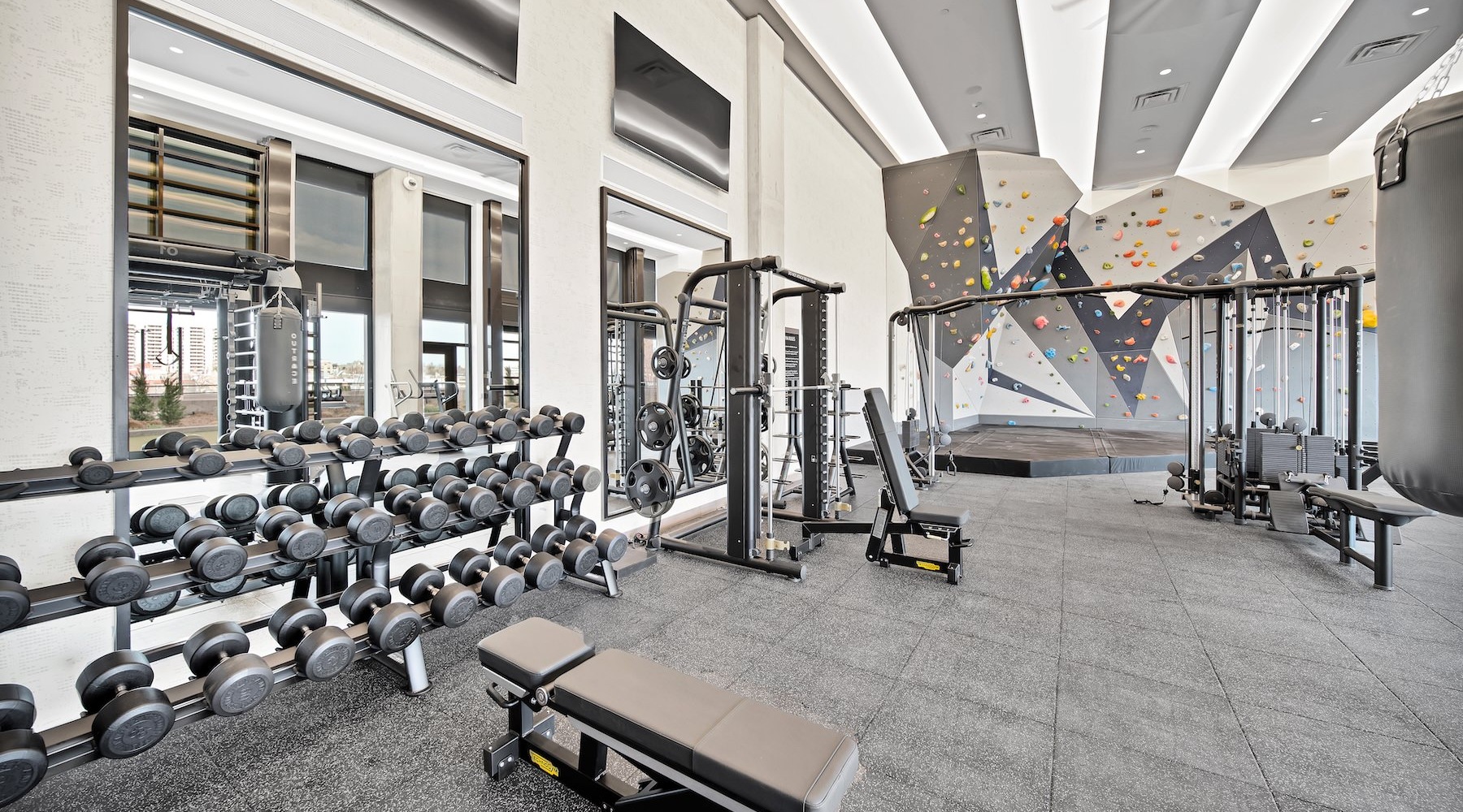 Access to resident only features gym with workout equipment